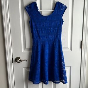 Royal blue peephole back dress